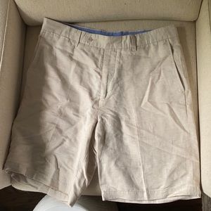 Peter Millar Shorts Mens Beige Crown Cool Golf Golfer Linen Casual Outdoor